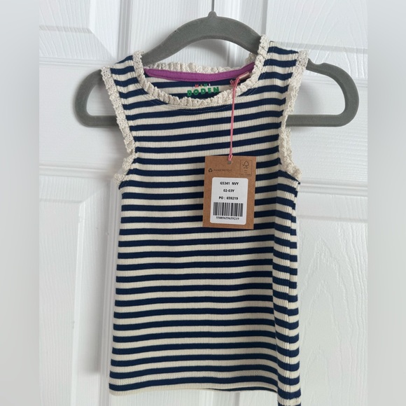 Mini Boden Navy and Cream Striped Tank Top - Picture 2 of 4